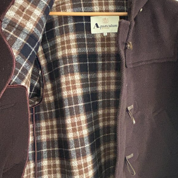 Aquascutum London Brown Duffle Coat/  Overcoat Buckle Full Zip - M-L - Picture 11 of 14
